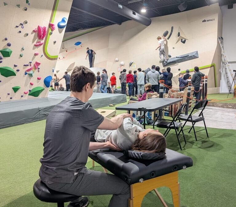 Kostya Strilets performing osteopathic therapy on an athlete at Osteo Difference clinic in Milton Ontario